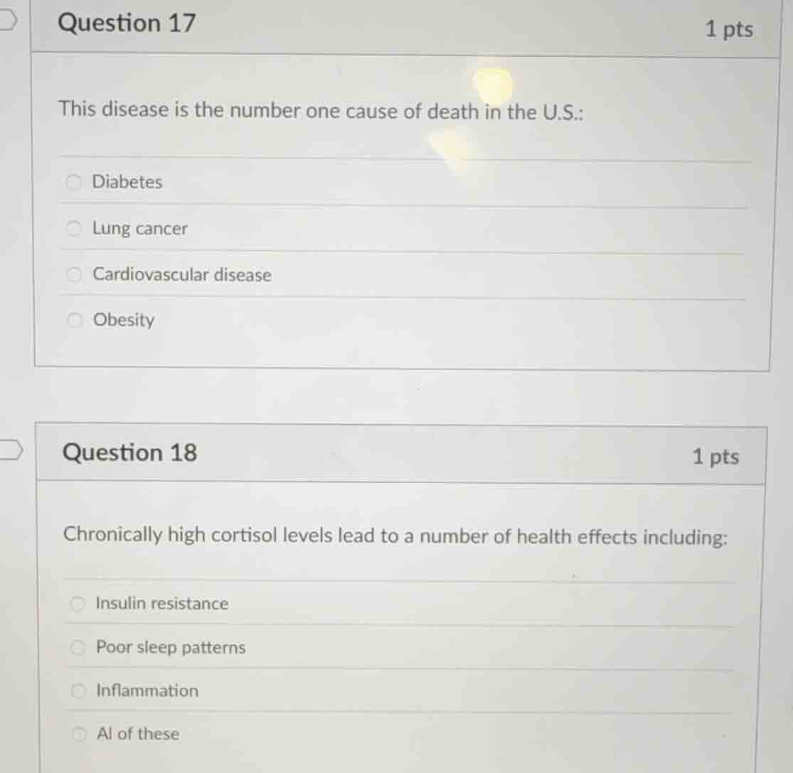 question 17 1 pts this disease is the number one cause of death in the …