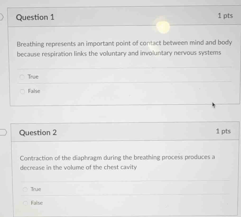 question 1 1 pts breathing represents an important point of contact bet…