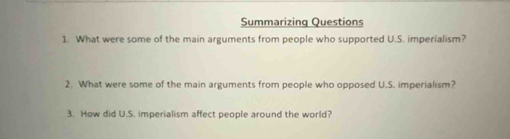 summarizing questions 1. what were some of the main arguments from peop…