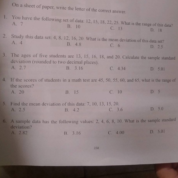 on a sheet of paper, write the letter of the correct answer. 1. you hav…