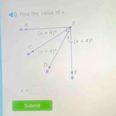 find the value of x. x = \\square submit