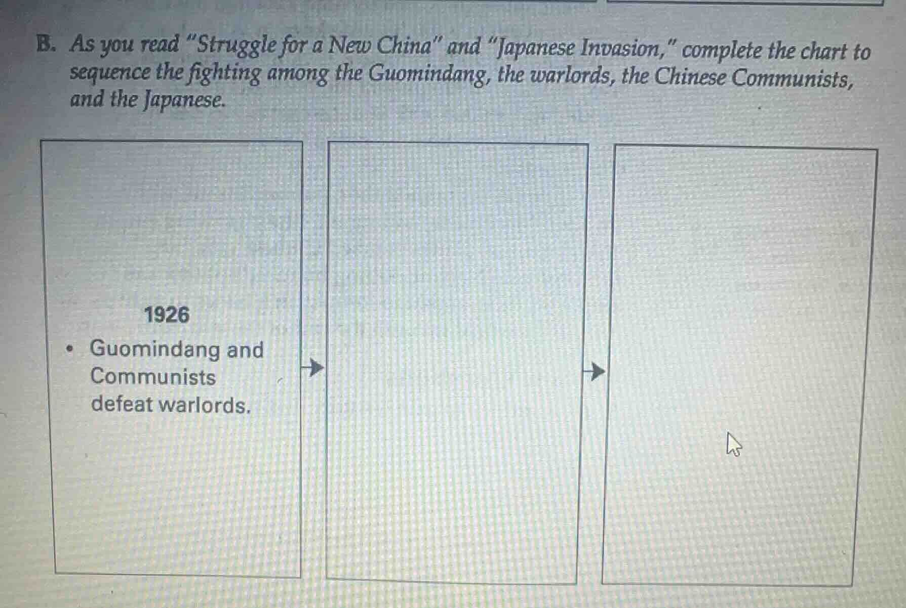 b. as you read \struggle for a new china\ and \japanese invasion,\ comp…