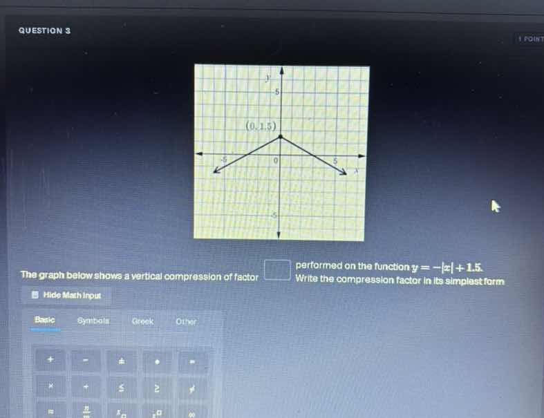 question 3 the graph below shows a vertical compression of factor \boxe…