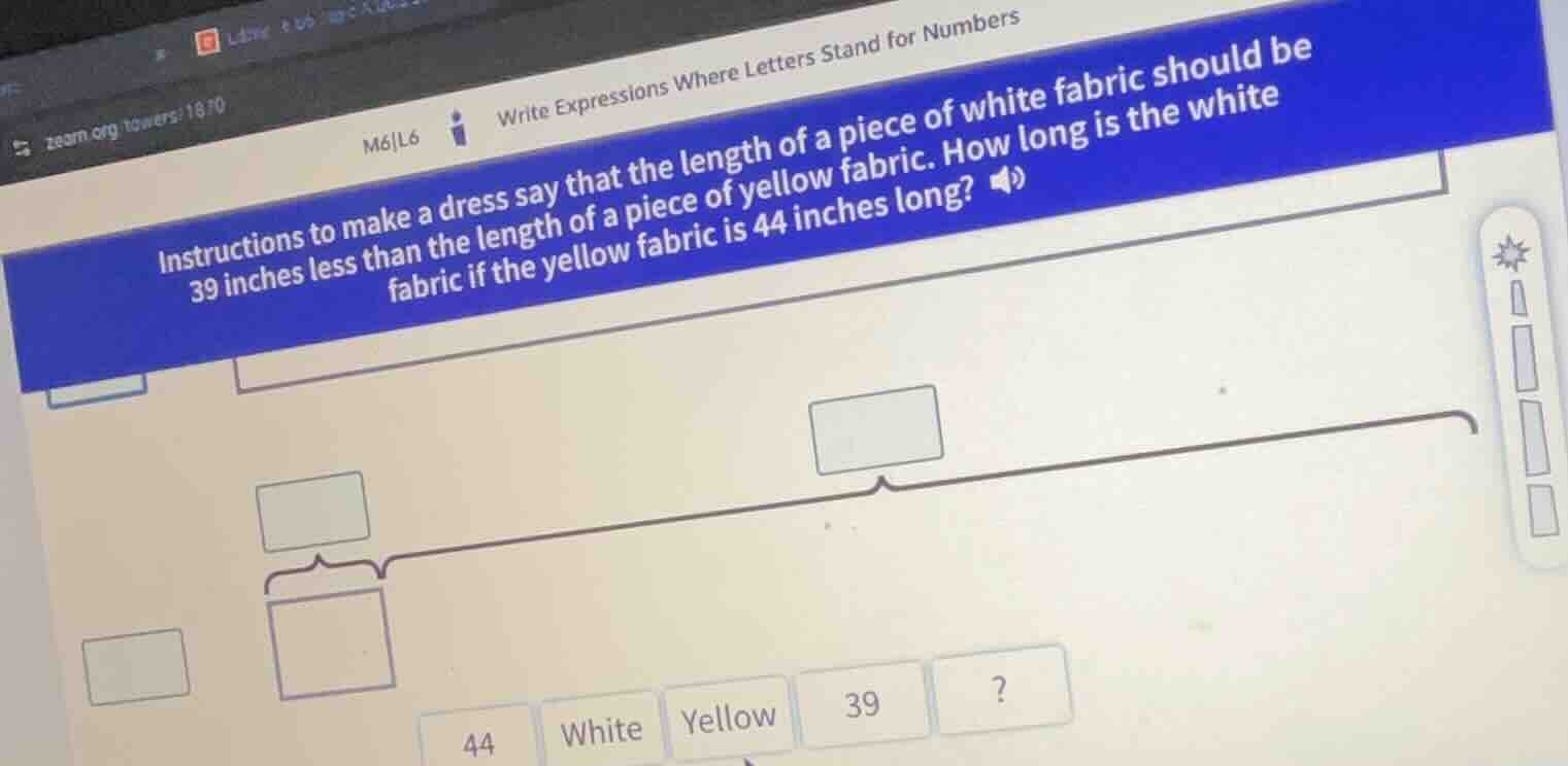 instructions to make a dress say that the length of a piece of white fa…
