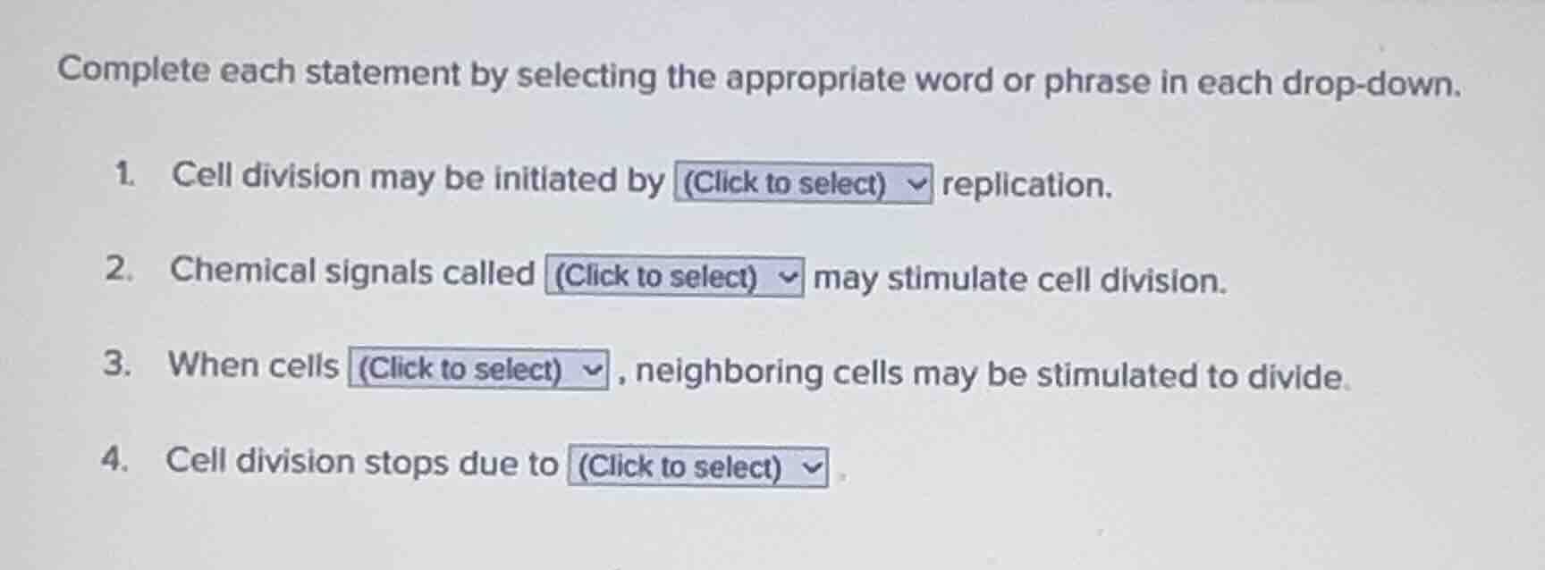 complete each statement by selecting the appropriate word or phrase in …