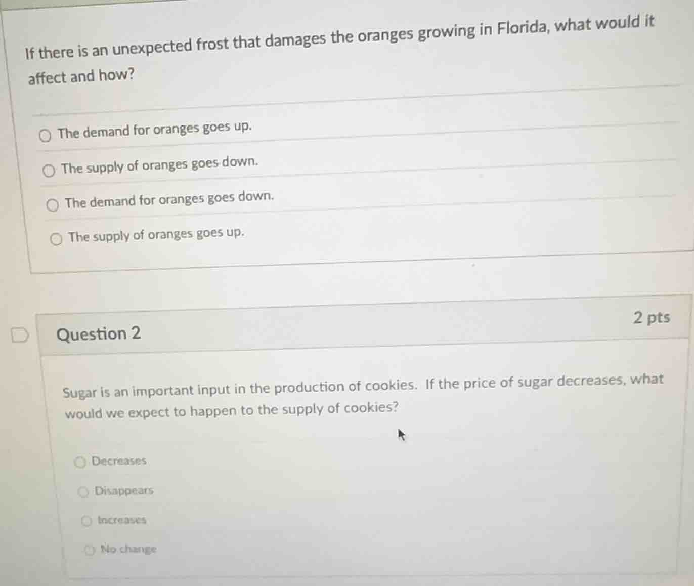 if there is an unexpected frost that damages the oranges growing in flo…