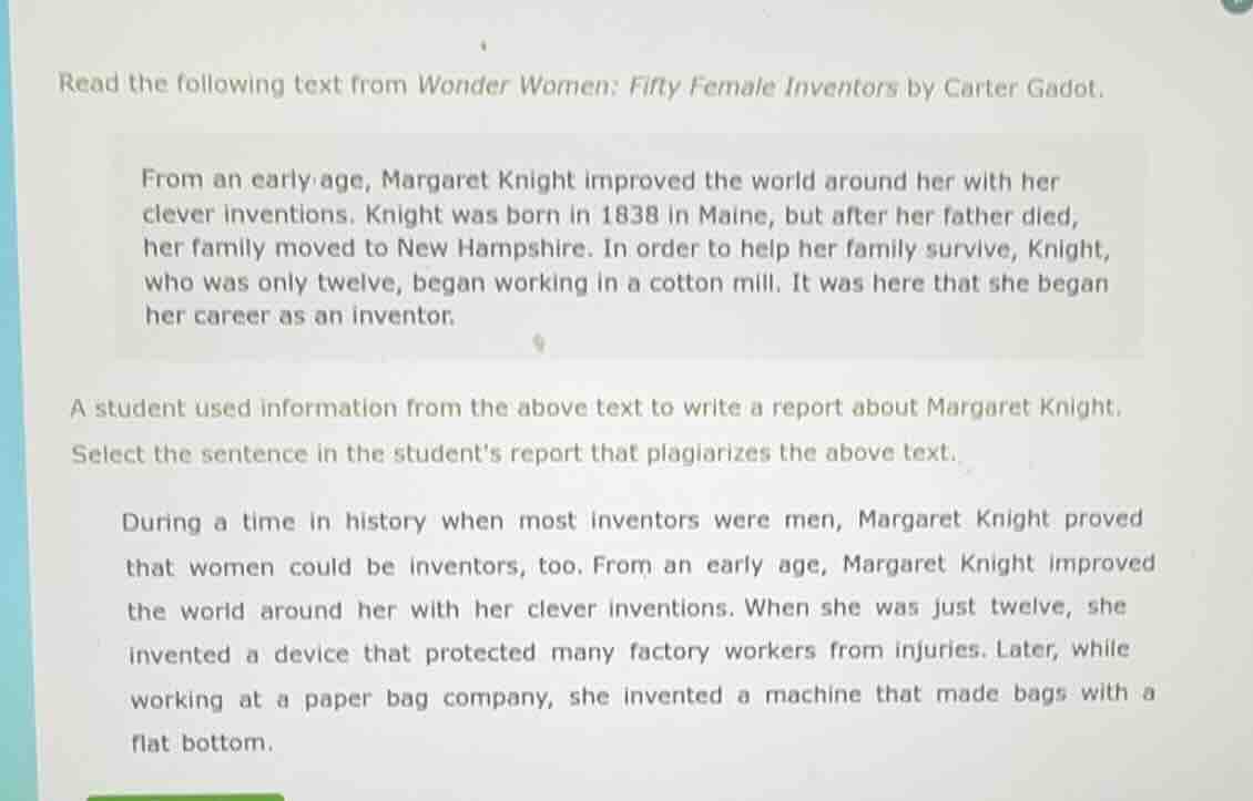 read the following text from wonder women: fifty female inventors by ca…