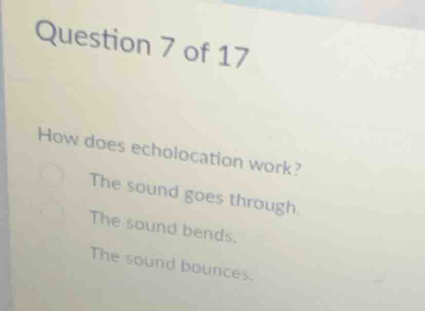 question 7 of 17 how does echolocation work? the sound goes through. th…