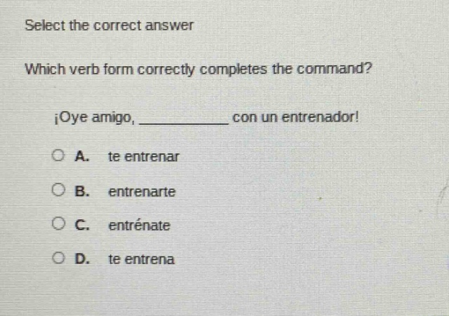 select the correct answer which verb form correctly completes the comma…