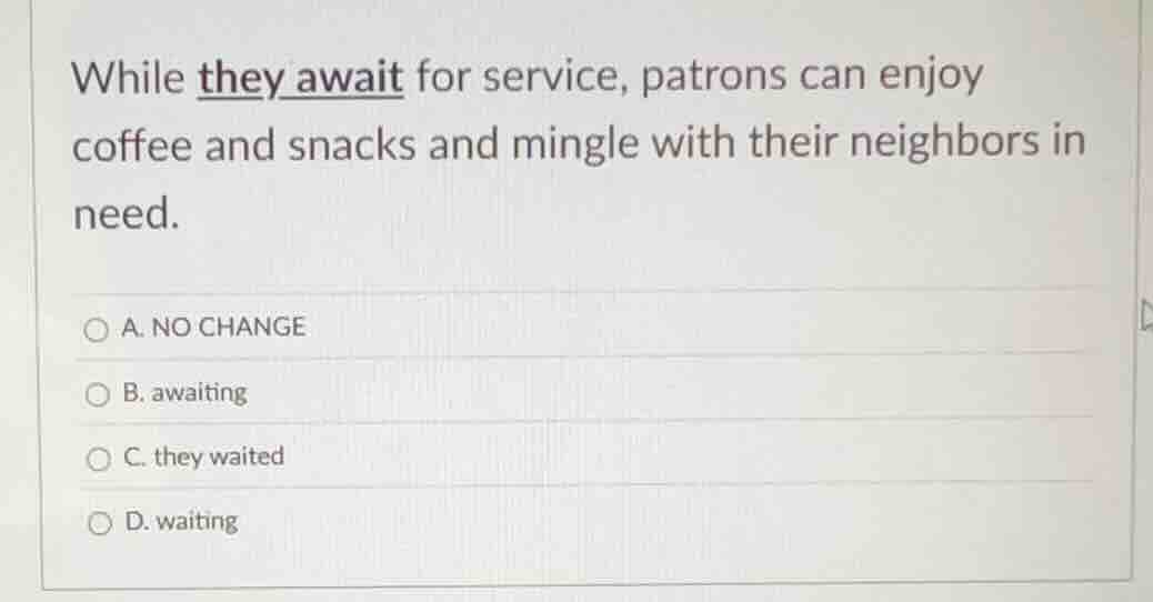 while they await for service, patrons can enjoy coffee and snacks and m…
