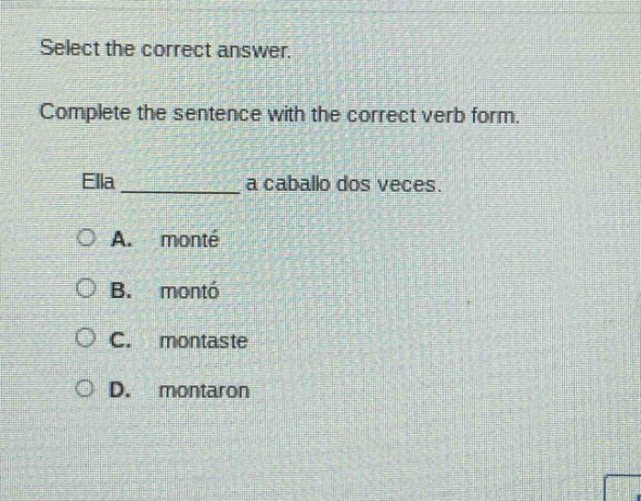 select the correct answer. complete the sentence with the correct verb …