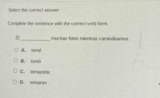 select the correct answer. complete the sentence with the correct verb …