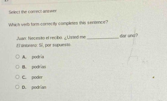 select the correct answer which verb form correctly completes this sent…