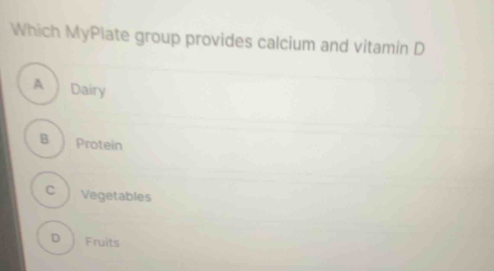 which myplate group provides calcium and vitamin d a dairy b protein c …