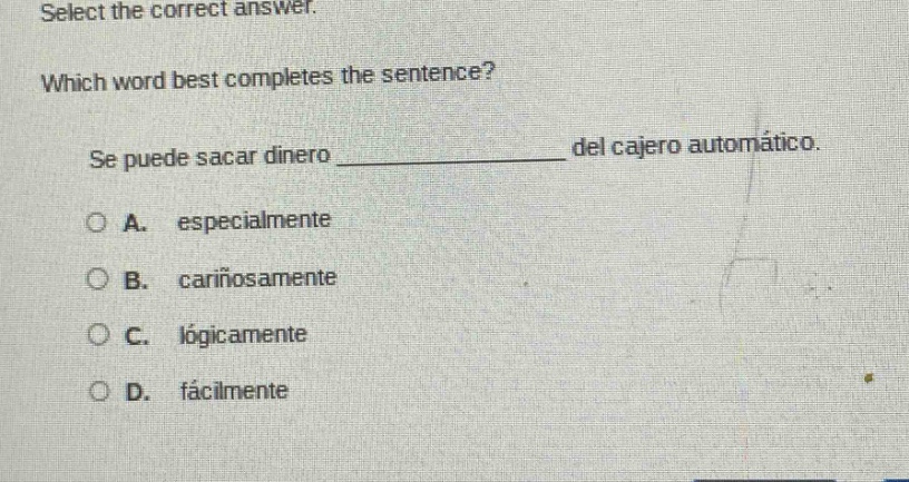 select the correct answer. which word best completes the sentence? se p…