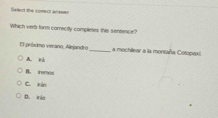 select the correct answer which verb form correctly completes this sent…