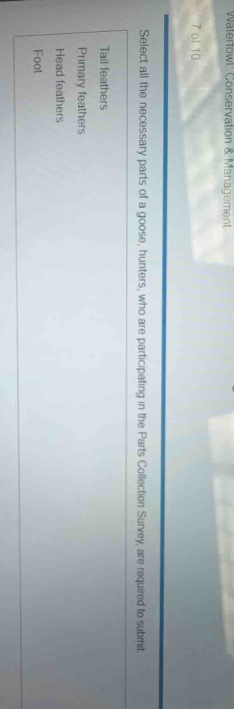 select all the necessary parts of a goose, hunters, who are participati…