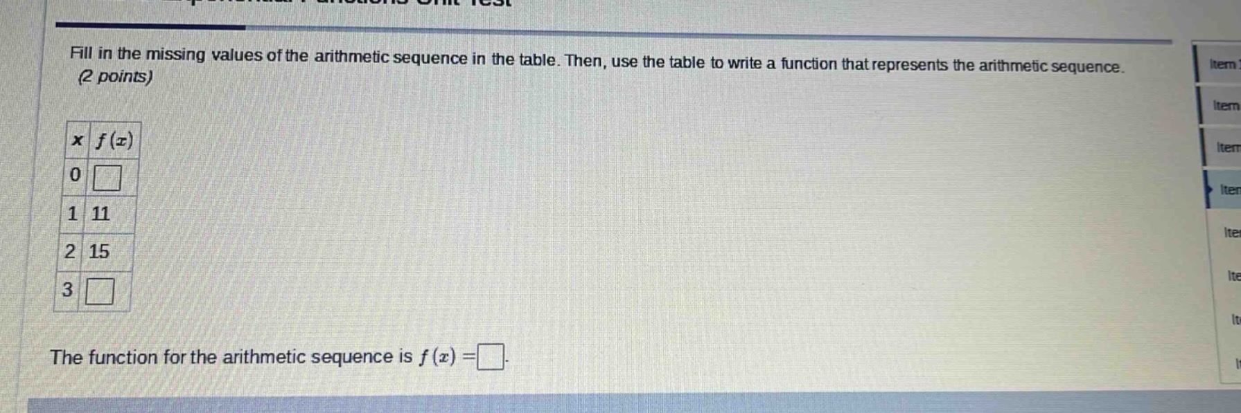 fill in the missing values of the arithmetic sequence in the table. the…