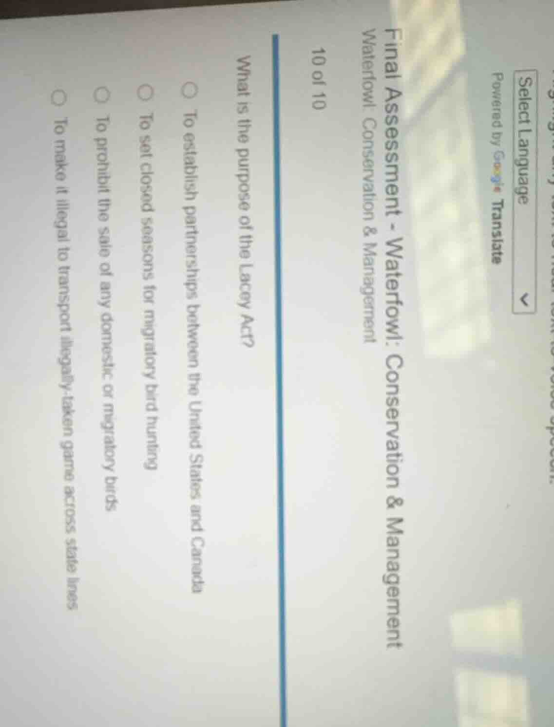 final assessment - waterfowl: conservation & management 10 of 10 what i…