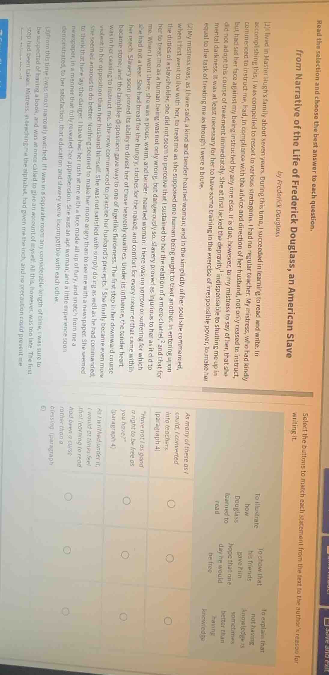 read the selection and choose the best answer to each question. from na…