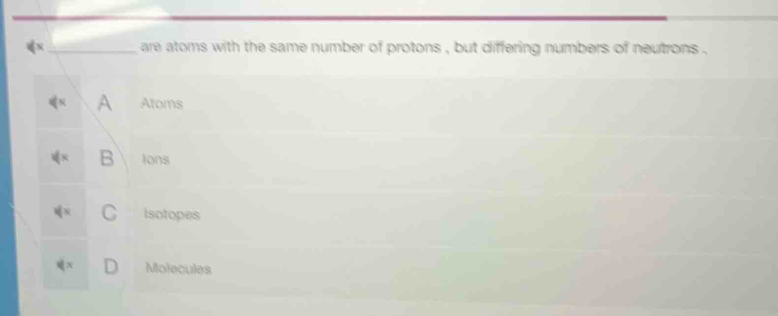 ______ are atoms with the same number of protons, but differing numbers…