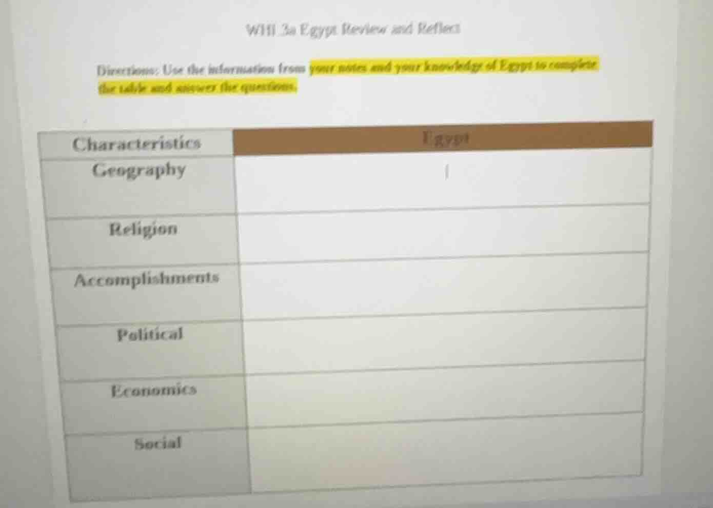 whi 3a egypt review and reflect directions: use the information from yo…