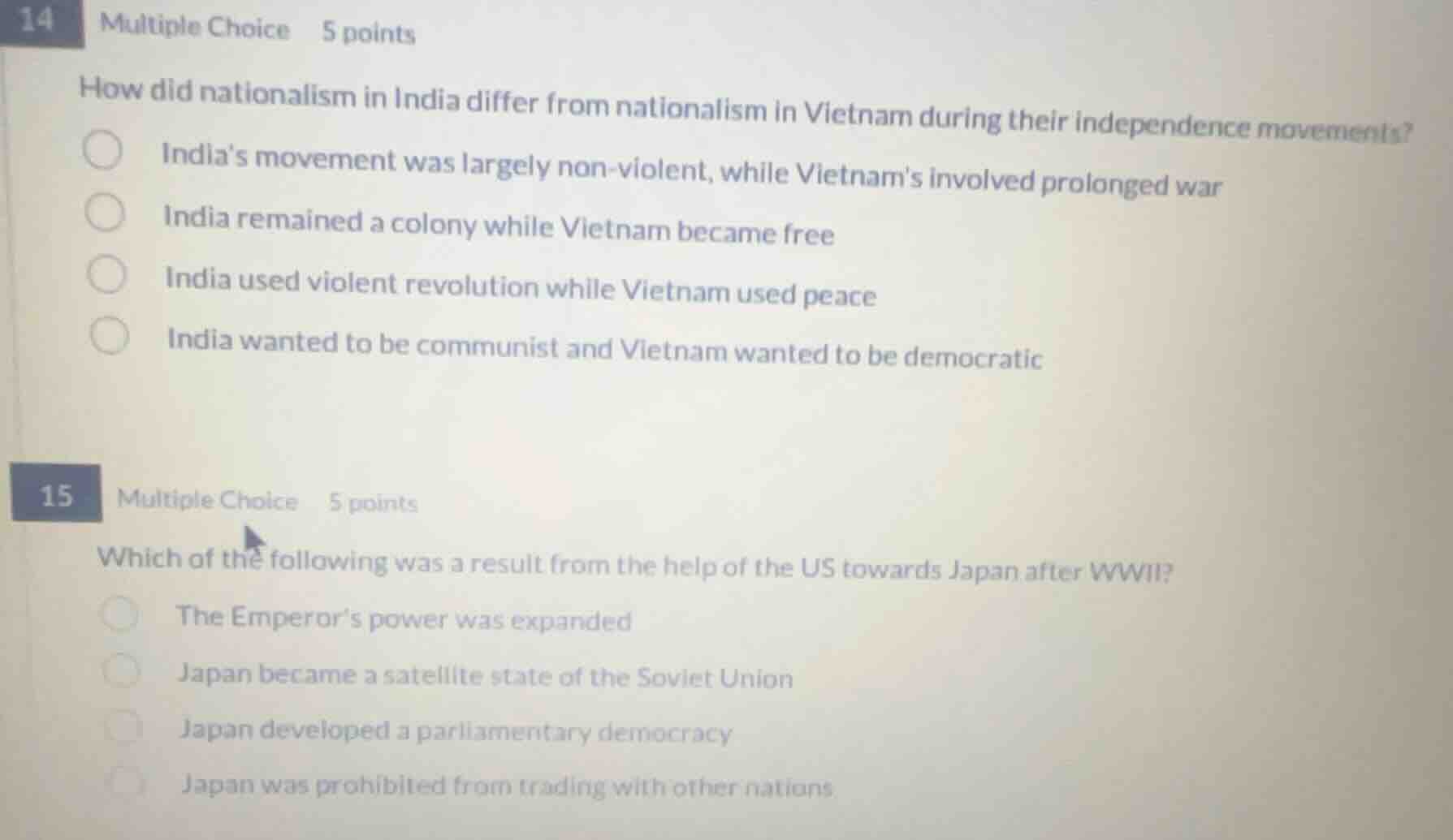 14 multiple choice 5 points how did nationalism in india differ from na…