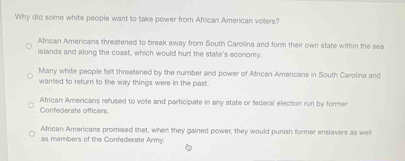 why did some white people want to take power from african american vote…