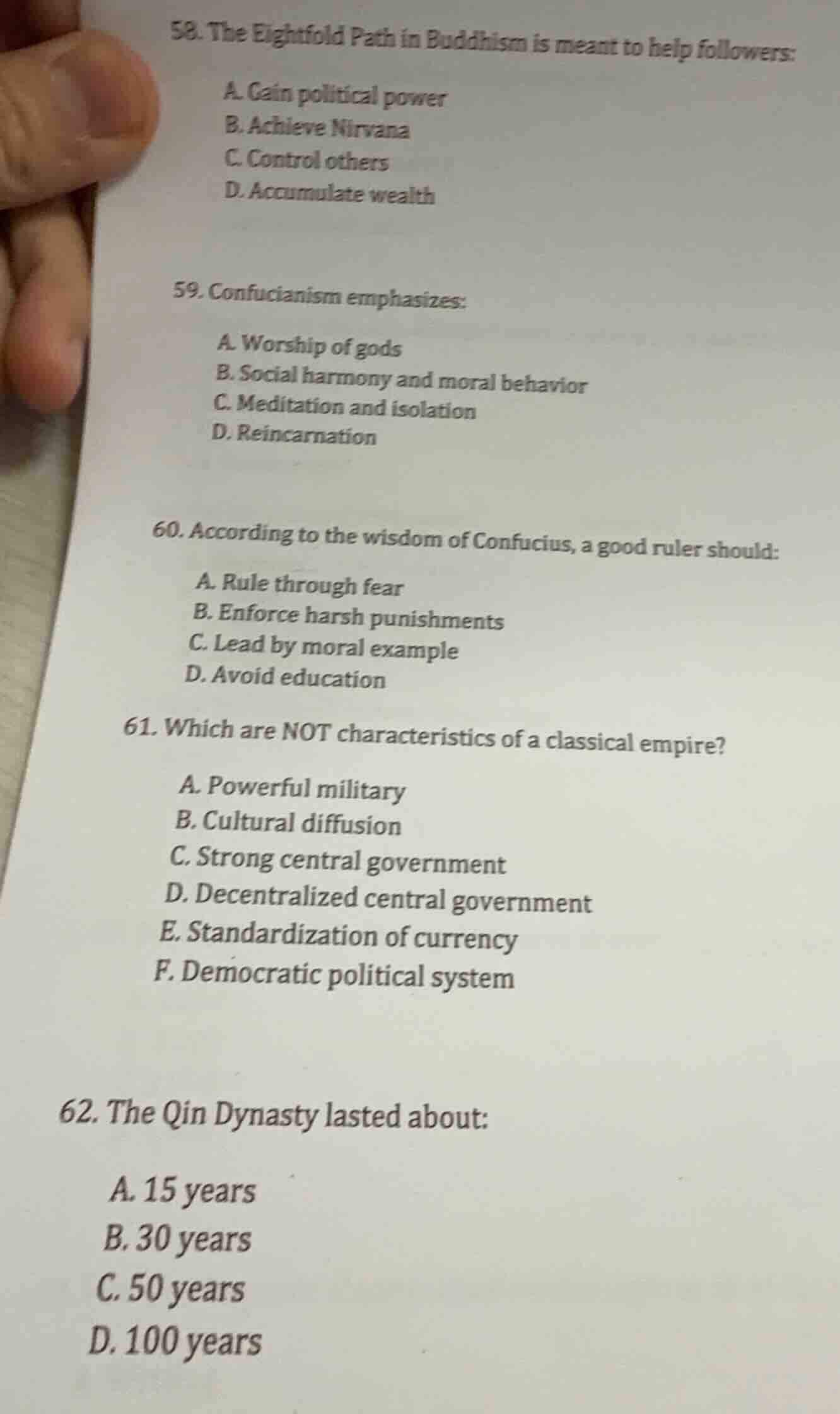 58. the eightfold path in buddhism is meant to help followers: a. gain …
