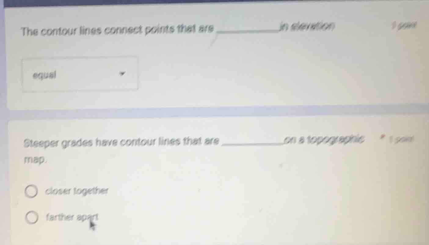 the contour lines connect points that are ________ in elevation equal s…