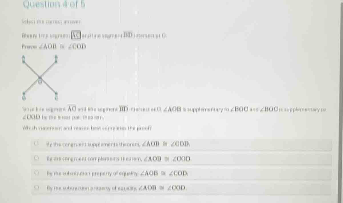 question 4 of 5 select the correct answer. given line segment \\(\\over…