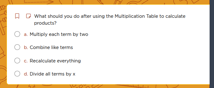 what should you do after using the multiplication table to calculate pr…