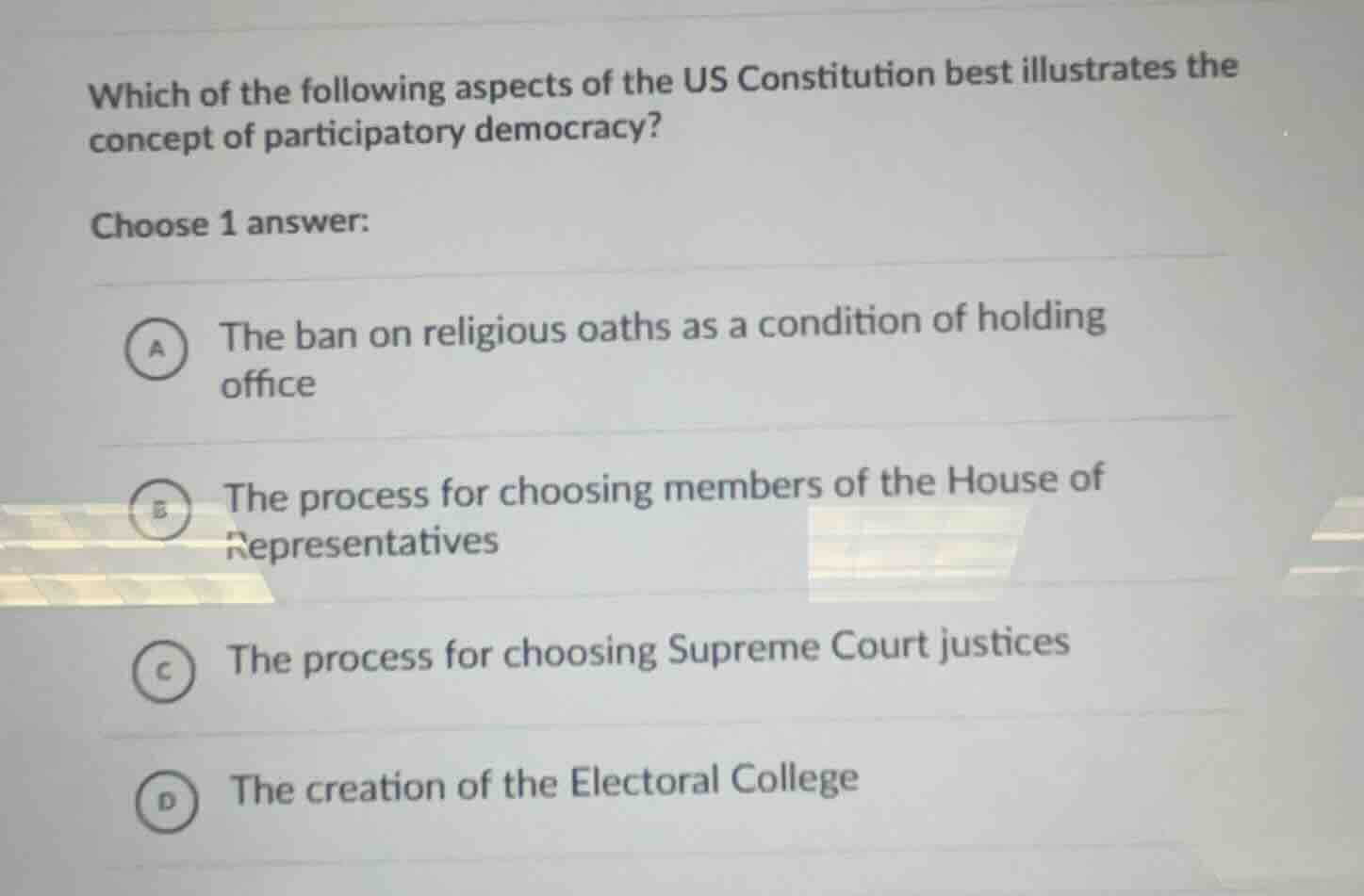 which of the following aspects of the us constitution best illustrates …
