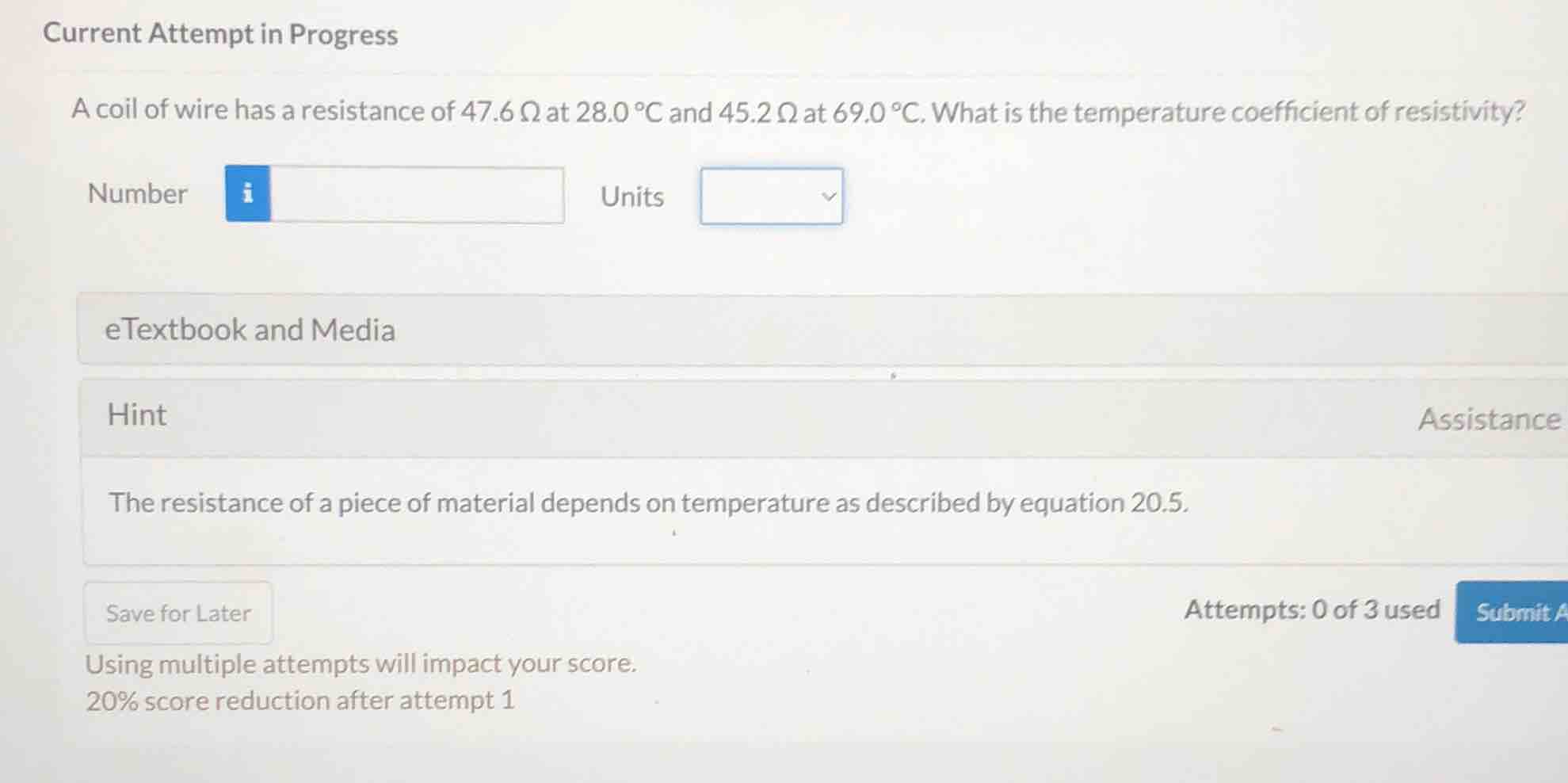 current attempt in progress a coil of wire has a resistance of 47.6 ω a…