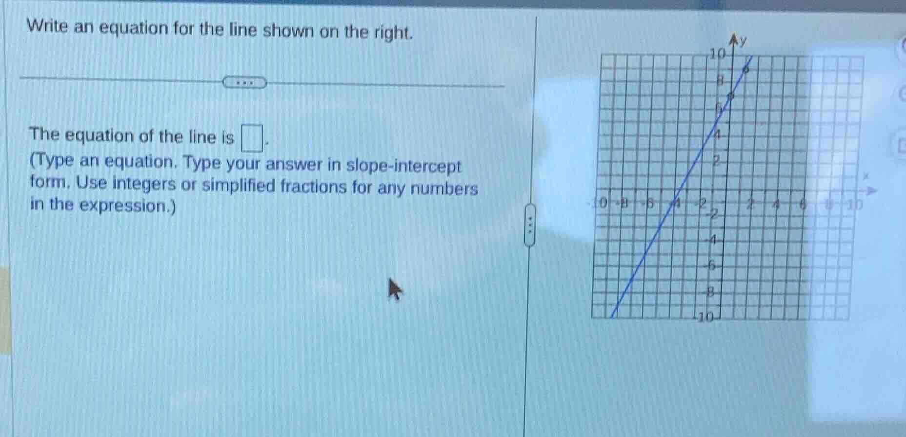 write an equation for the line shown on the right. the equation of the …