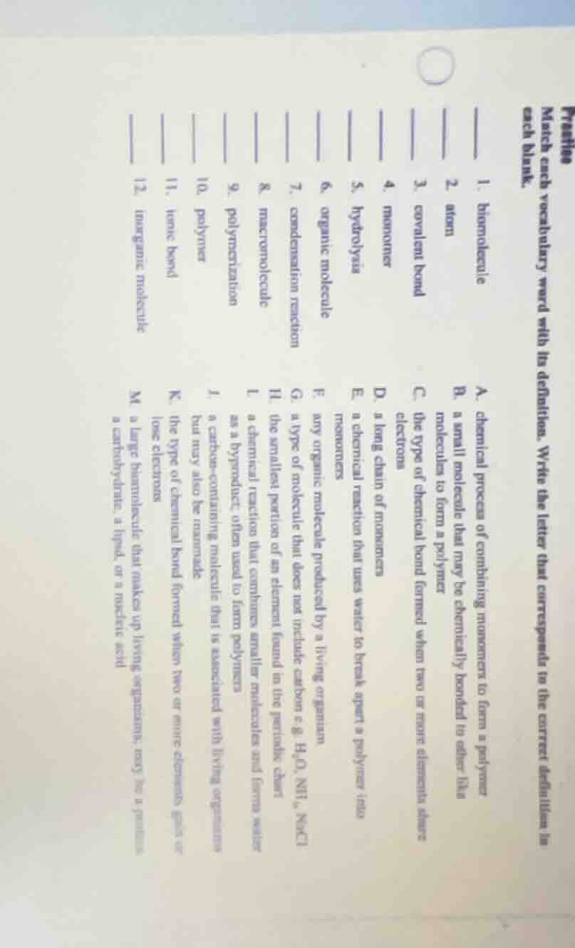 practice match each vocabulary word with its definition. write the lett…