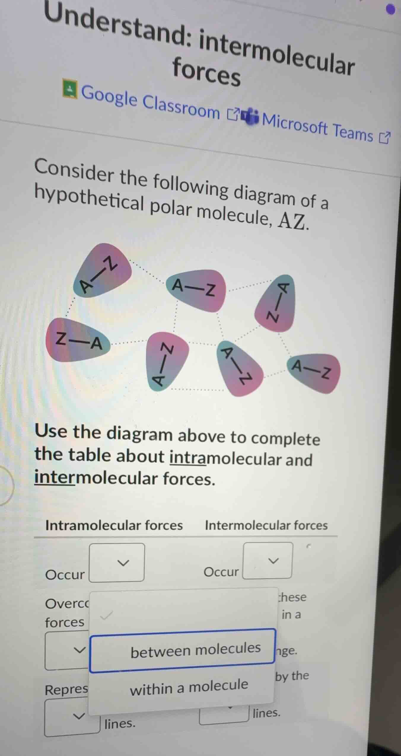 understand: intermolecular forces google classroom microsoft teams cons…
