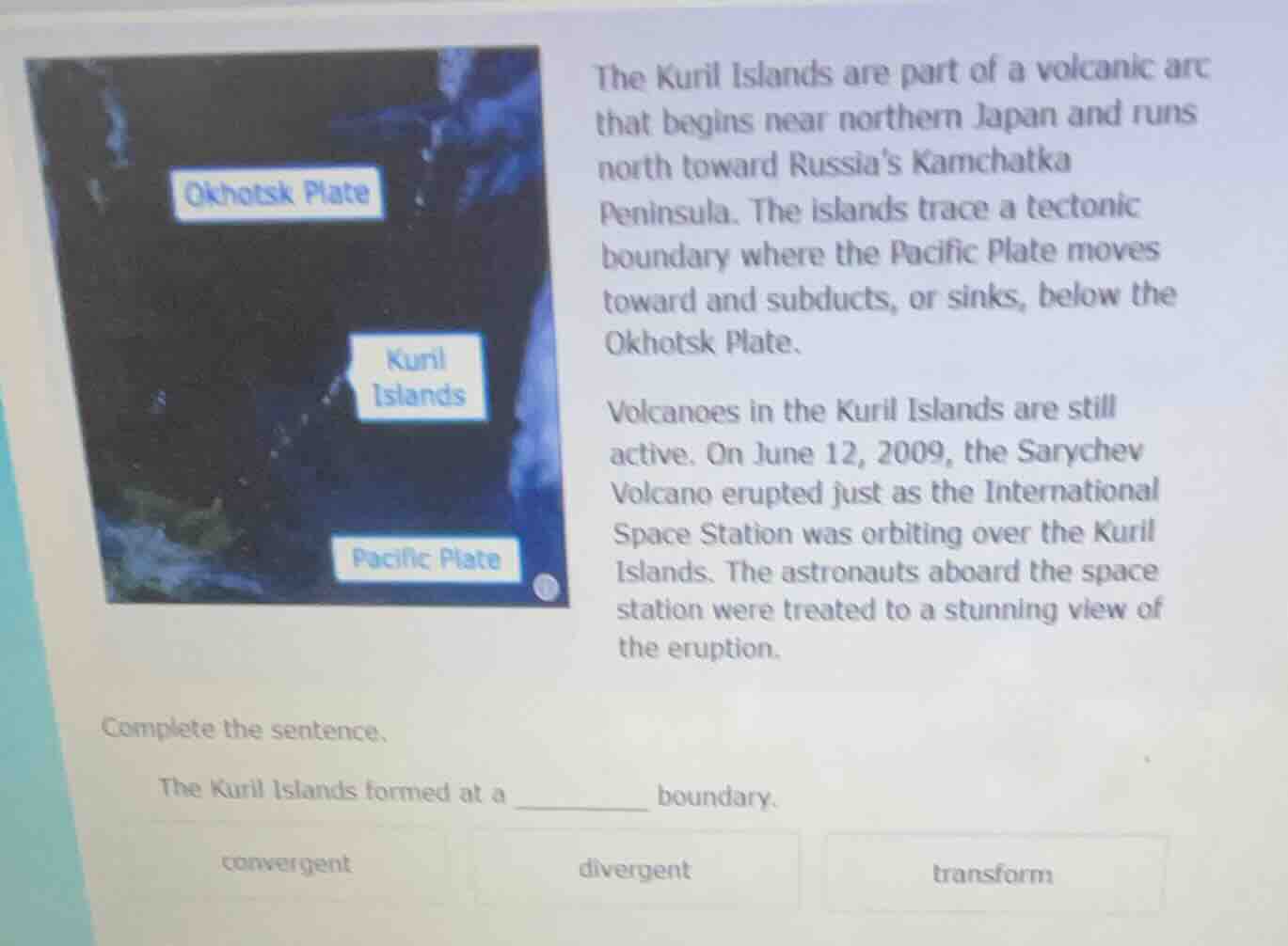 the kuril islands are part of a volcanic arc that begins near northern …