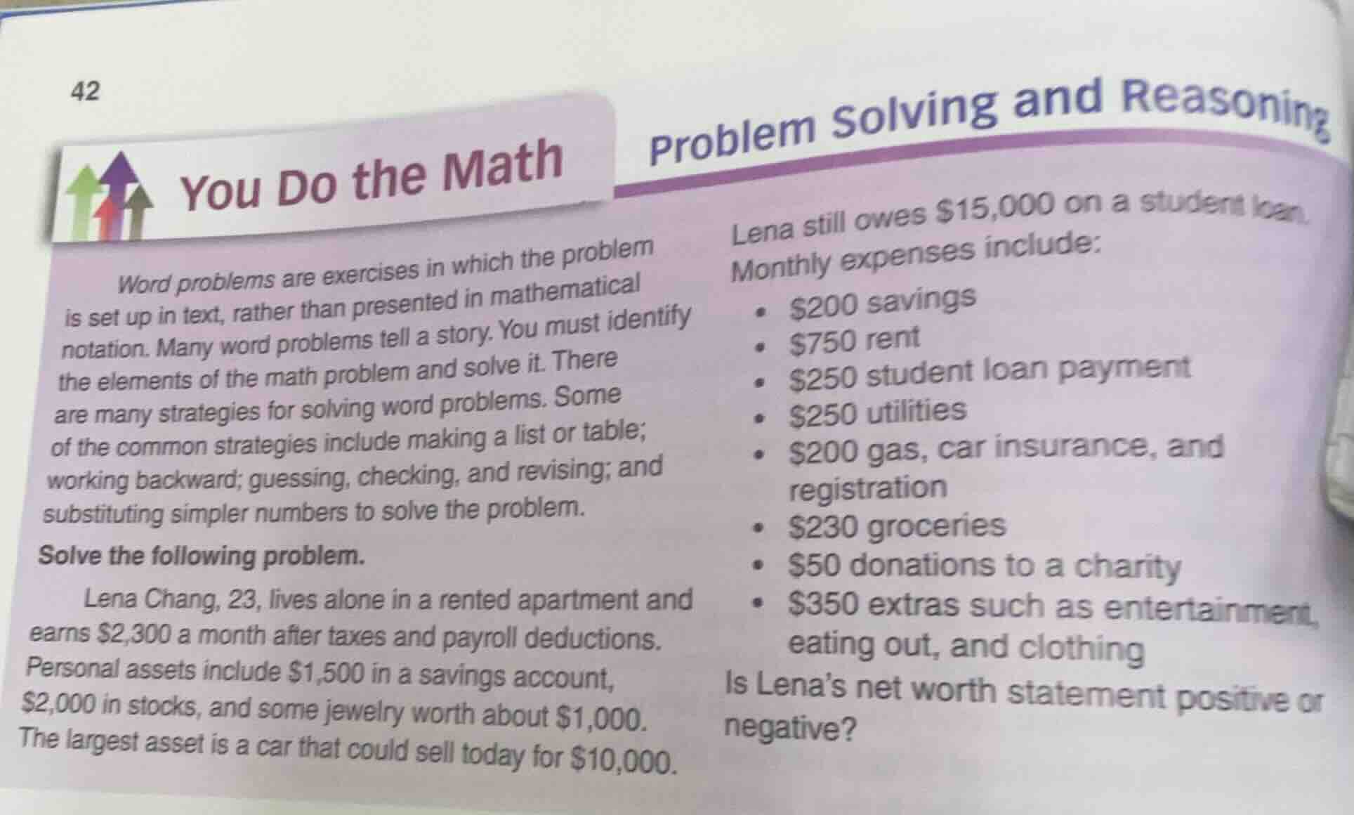 word problems are exercises in which the problem is set up in text, rat…