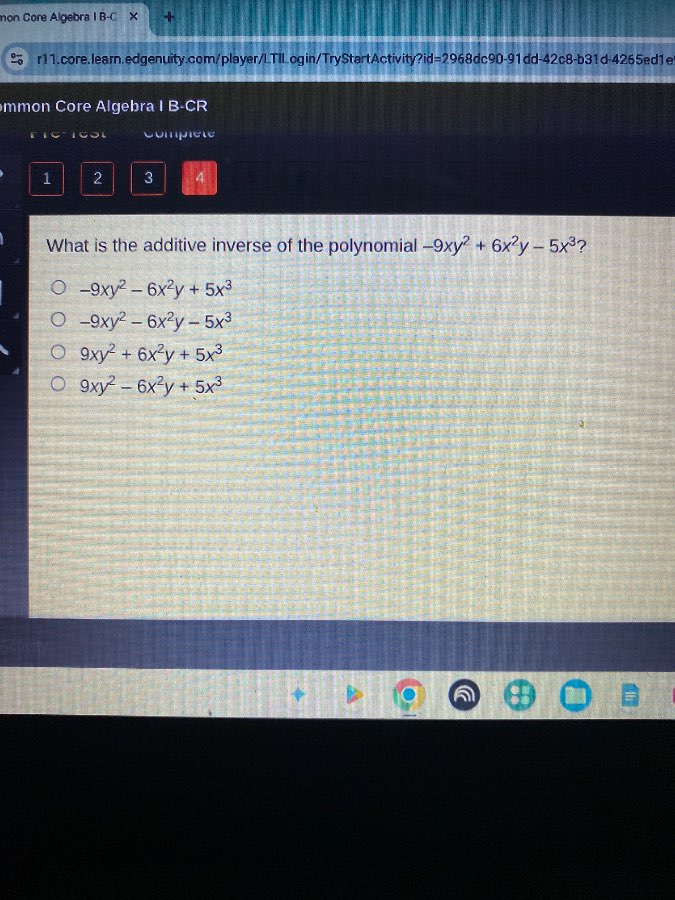 what is the additive inverse of the polynomial $-9xy^{2}+6x^{2}y - 5x^{…