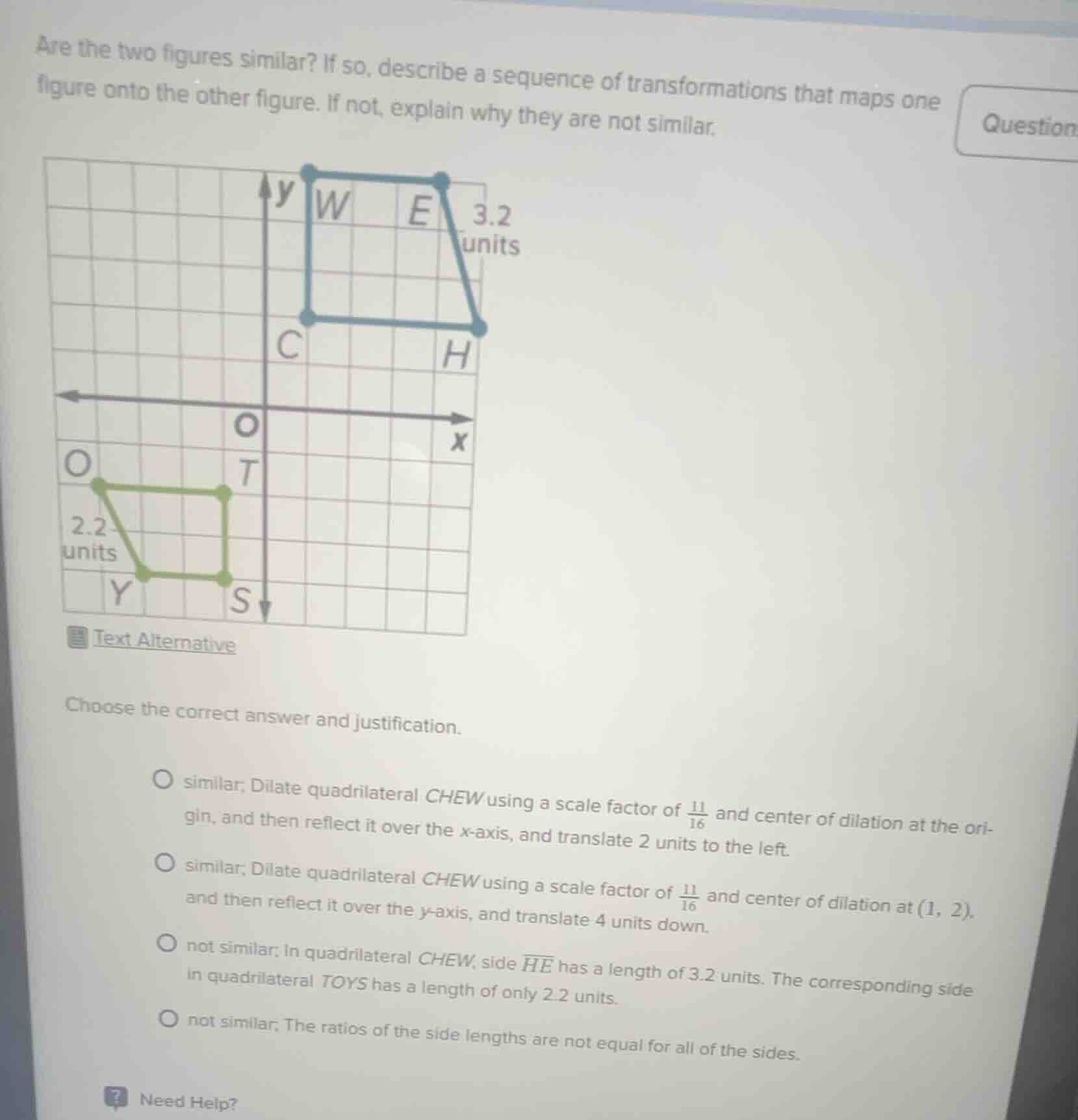 are the two figures similar? if so, describe a sequence of transformati…