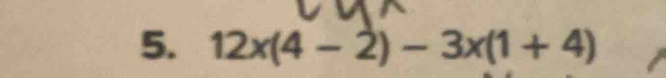 5. 12×(4 - 2) - 3×(1 + 4)