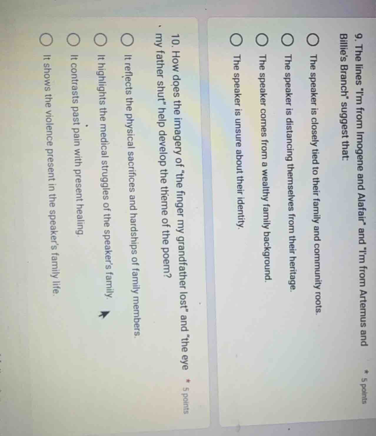 9. the lines \im from imogene and alafair\ and \im from artemus and bil…