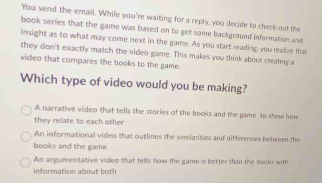 you send the email. while youre waiting for a reply, you decide to chec…