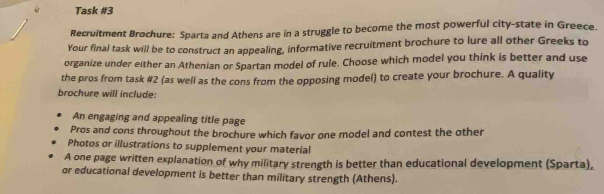 task #3 recruitment brochure: sparta and athens are in a struggle to be…