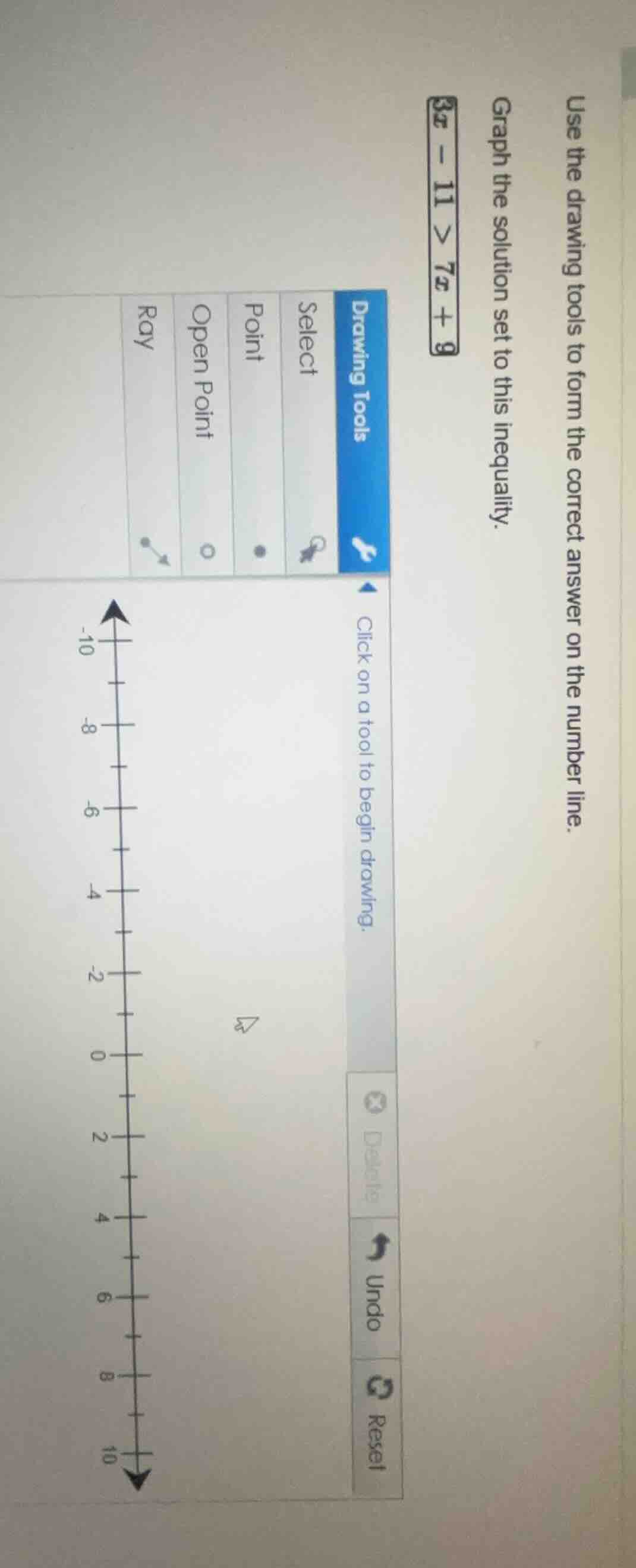 use the drawing tools to form the correct answer on the number line. gr…