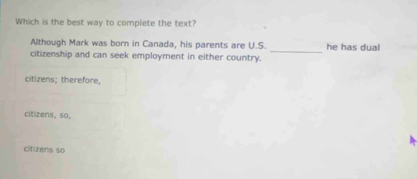 which is the best way to complete the text? although mark was born in c…