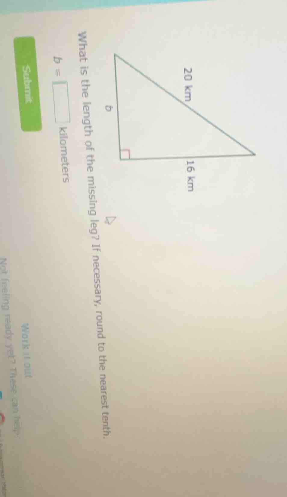 what is the length of the missing leg? if necessary, round to the neare…