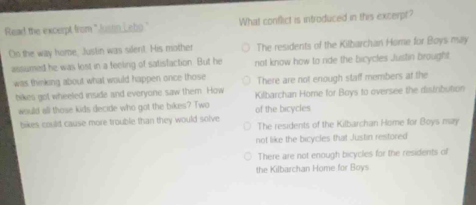 read the excerpt from \justin lebo\ on the way home, justin was silent.…