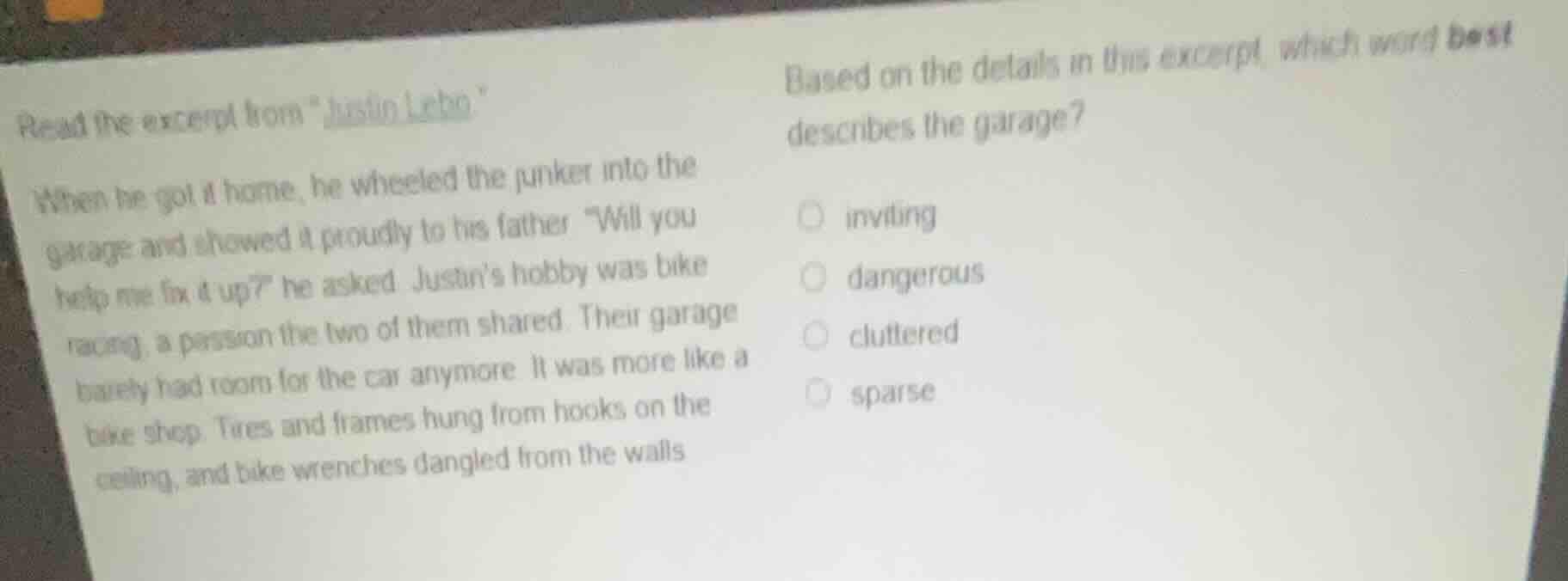 read the excerpt from \justin lebo.\ when he got it home, he wheeled th…